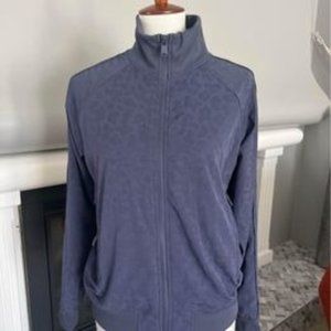 Athleta Brooklyn Bomber Jacquard Jacket Size S - Leopard Medieval Violet